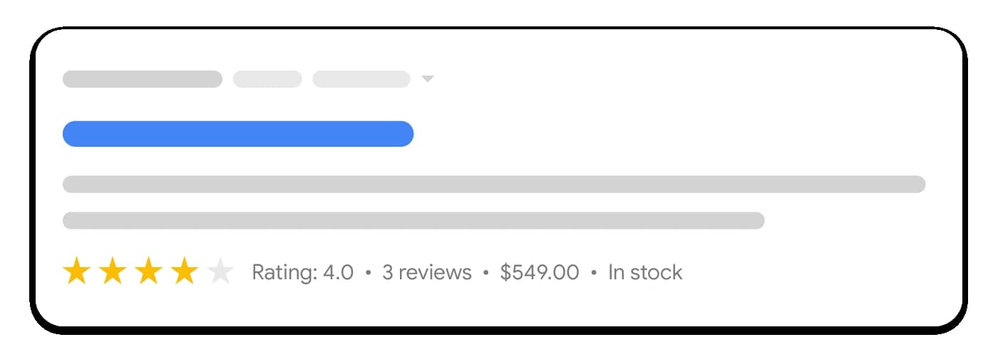 Google product snippet example with product details in a search result.
