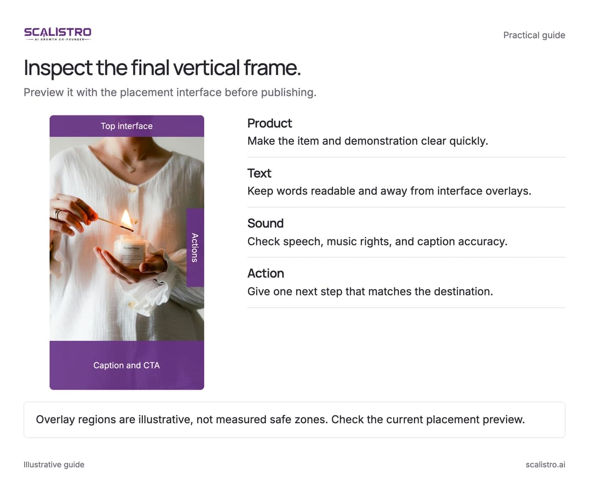 Inspect the final vertical frame. Preview it with the placement interface before publishing. A text equivalent follows.